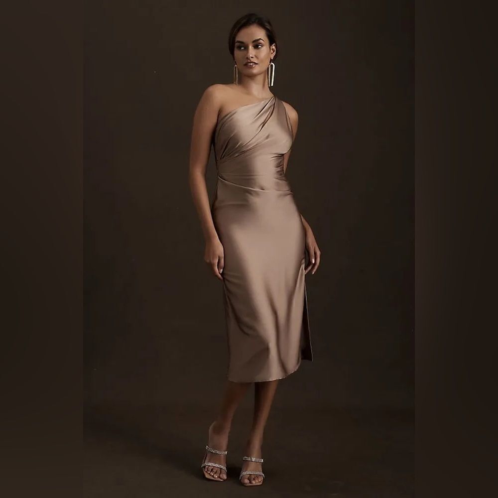 BHLDN  by Carly Cushnie Adella One-Shoulder Cutout Sheath Midi
Dress